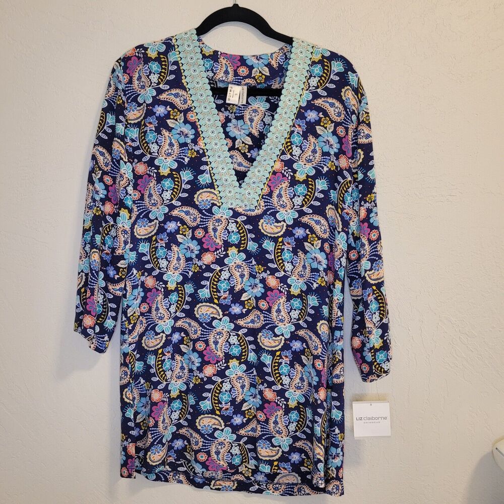 Liz Claiborne Paisley Multi Colored Swimsuit Cover-Up Size Small NWT